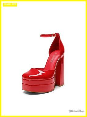 Women's High Platform Closed Toe Heels Chunky Block Ankle Strap Pumps